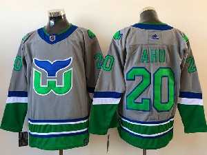Hartford Whalers #20 Aho Gray 2021 Reverse Retro Alternate Adidas Jersey->hartford whalers->NHL Jersey